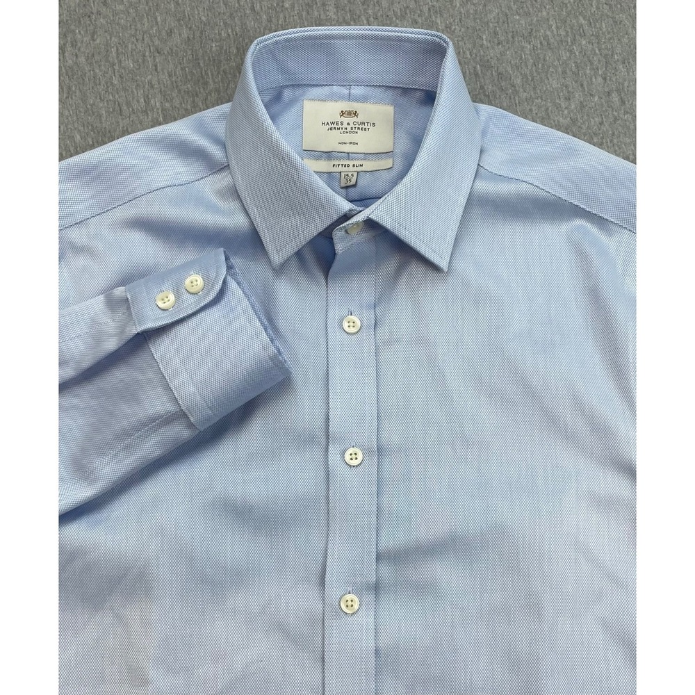 Hawes & Curtis Shirt Mens 15.5 - 35 Check 100% Cotton Slim Fit Button Up